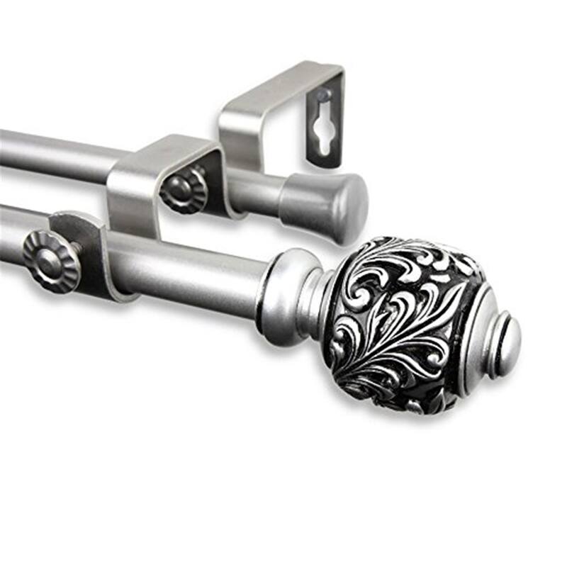Double Curtain Rod 28-48 Inch Satin Nickel Home Decor Window Treatment Hardware - 48