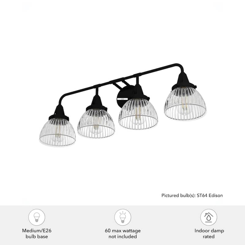Hunter Cypress Grove 4-Light Vanity Wall Light - Industrial, Transitional, Contemporary - Damp Rated!
