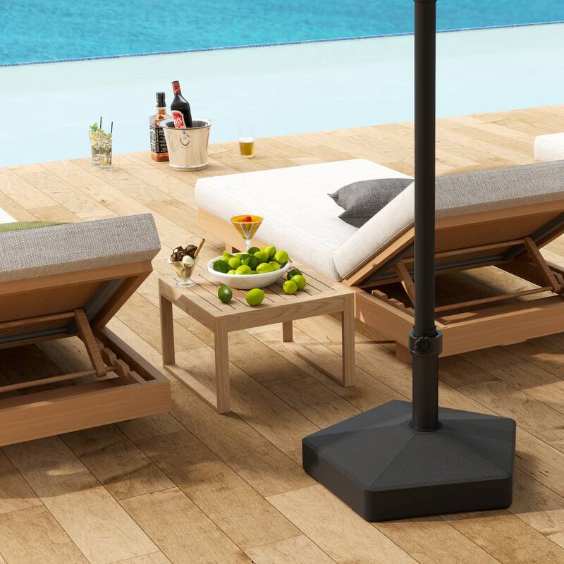 Outdoor Umbrella Base HDPE Patio Parasol Stand Fillable with Sand or Water - 22" L x 22" W x 14.2" H