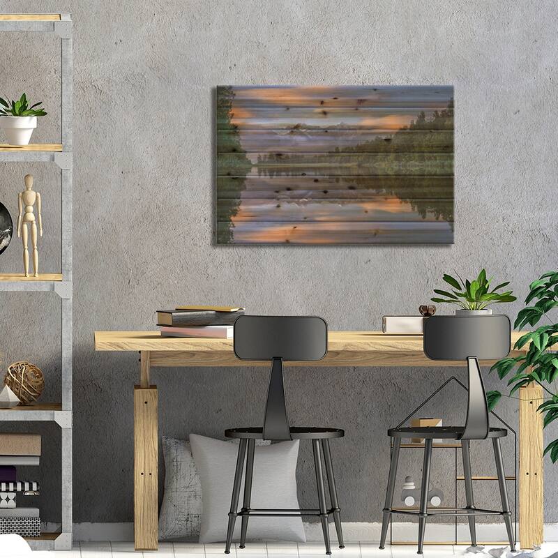 Lake Matheson Print On Wood by Hua Zhu - Multi-Color
