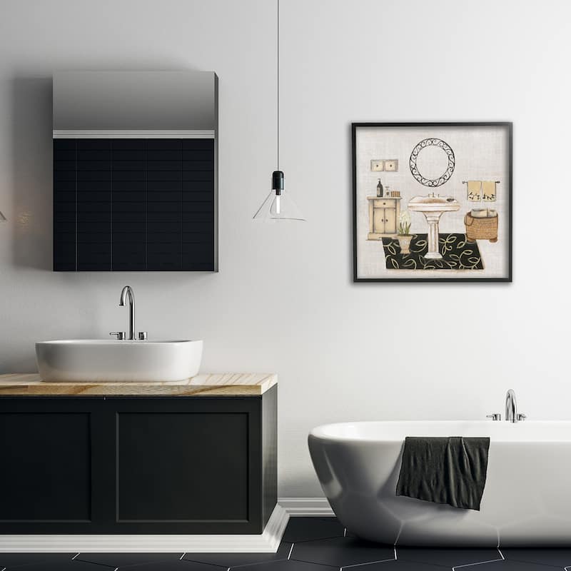 Stupell Vintage Luxurious Bathroom Framed Giclee Art Design By Janet Tava