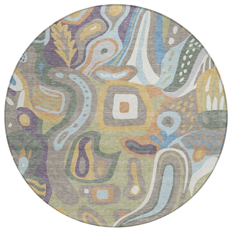 Machine Washable Indoor/ Outdoor Modern Picasy Chantille Rug