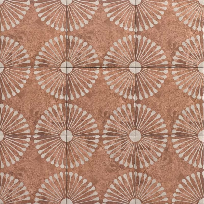 Amanecer 8x8 Glossy Porcelain Encaustic Tile - Floor, Wall & Backsplash