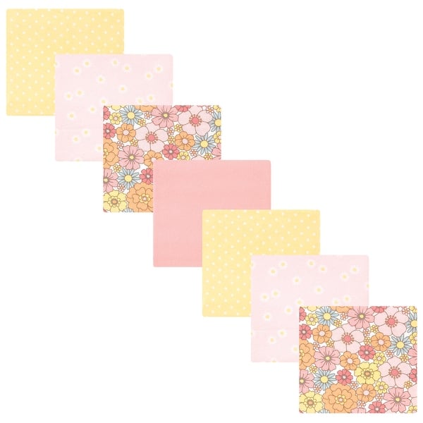 slide 1 of 1, Hudson Baby Infant Girl Cotton Rich Flannel Receiving Blankets Bundle, Peace Love Flowers, One Size One Size - Peace Love Flowers