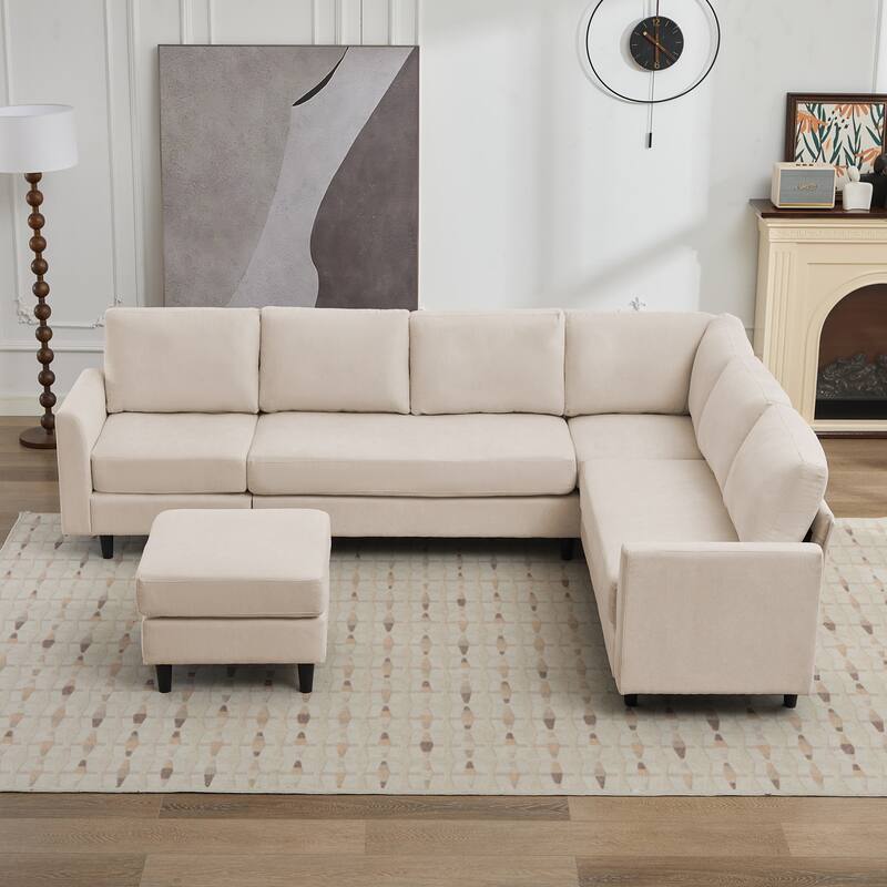 Snow Velvet Sectional Sofa