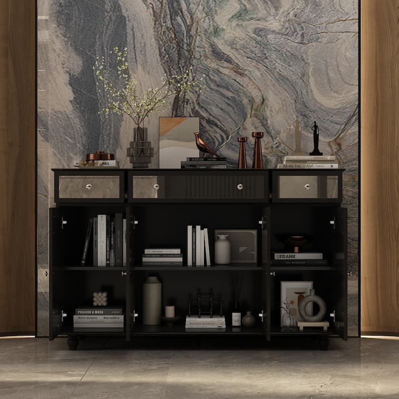 55.1" Accent Storage Cabinet Mirror Sideboard Buffet Cabinet Buffet