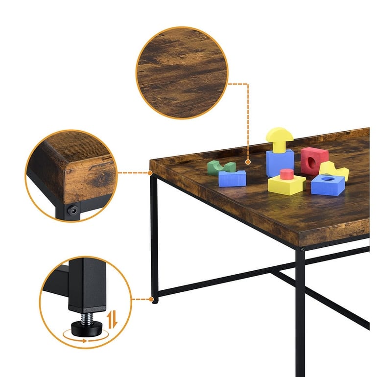 Vinny Wood Grain 5 Piece Coffee Table Set with Raised Edges