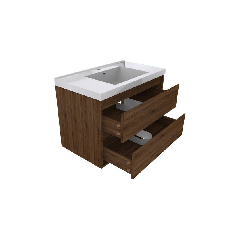 Sage 42" wall mounted bathroom vanity with single basin acrylic top