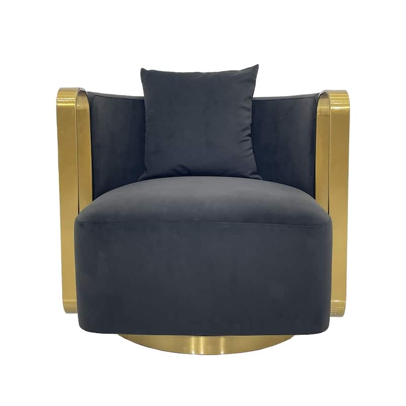 Accent Chair with Fabric cushion and Matte Gold Frame
