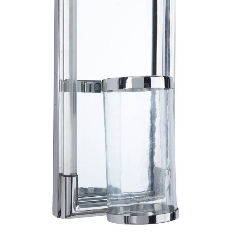 Modern Stainless Steel Geometric Wall Sconce with Mirrored Backing - Silver or Gold