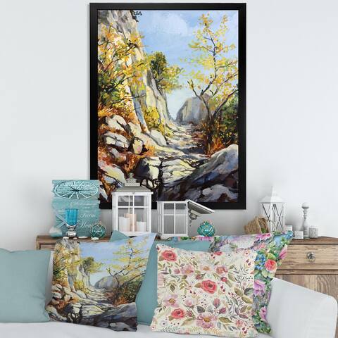 Designart 'Marble Path In Autumn' Traditional Framed Art Print