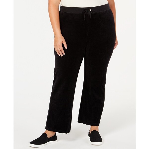 womens plus size black velvet pants