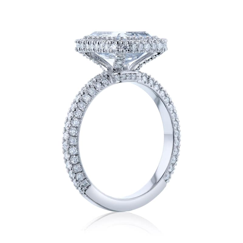 Kobelli 4.52 Carats Light Blue Diamond IGI Certified Solid 14k White Gold Double Halo Near Eternity Delphi Ring