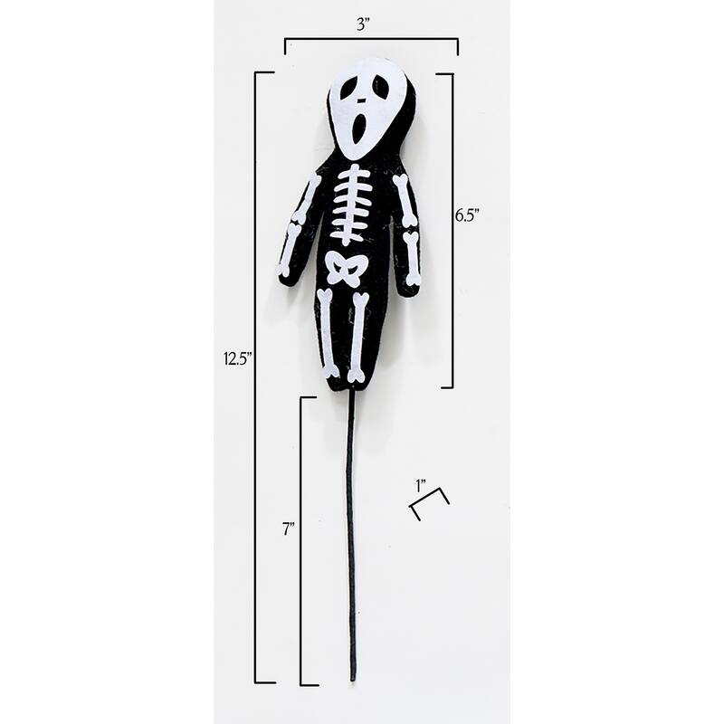 6.5" Halloween Skeleton Figure on a 7" Floral Pick, Set of 6