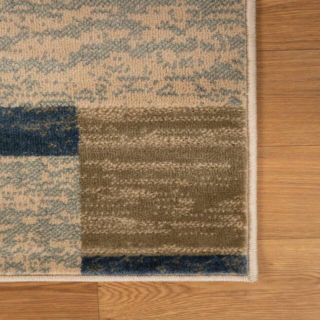 Miranda Haus Geometric Modern Patchwork Polypropylene Indoor Area Rug