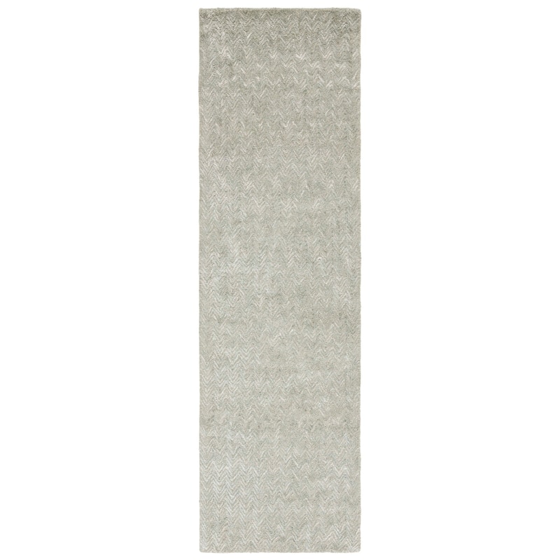 SAFAVIEH Handmade Glamour Ostilia Chevron Viscose Rug - 2'3" x 8' Runner - Green/Ivory