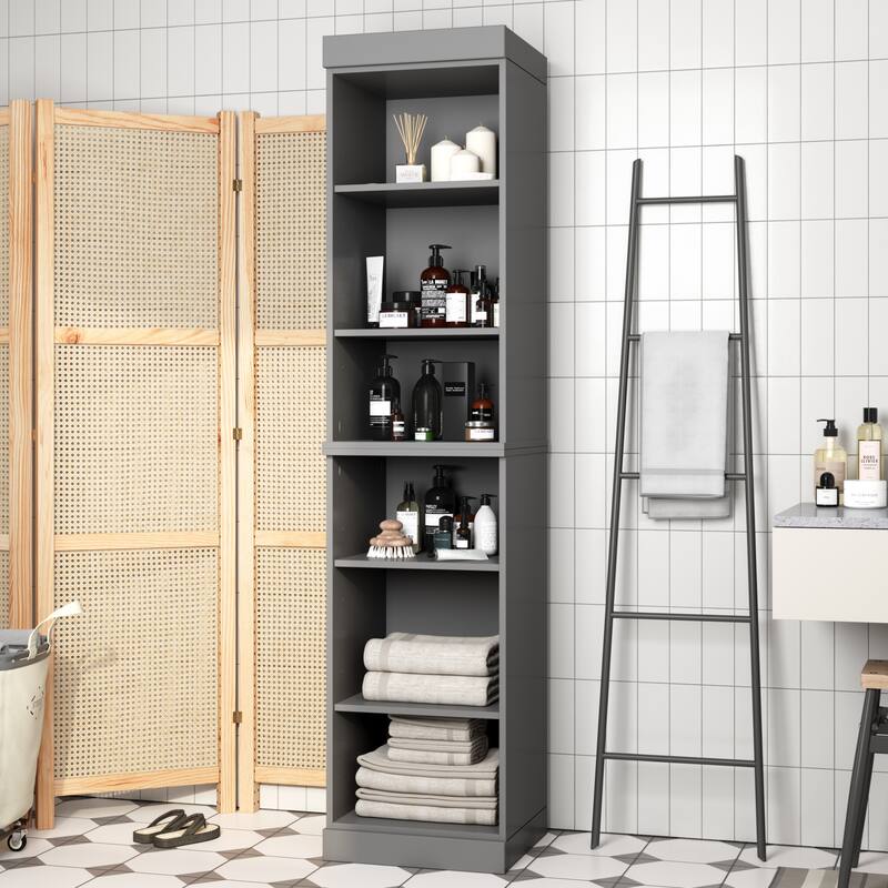100% Solid Wood 16.5" Bathroom Cabinet with Optional Doors by Palace Imports - Gray-No Doors