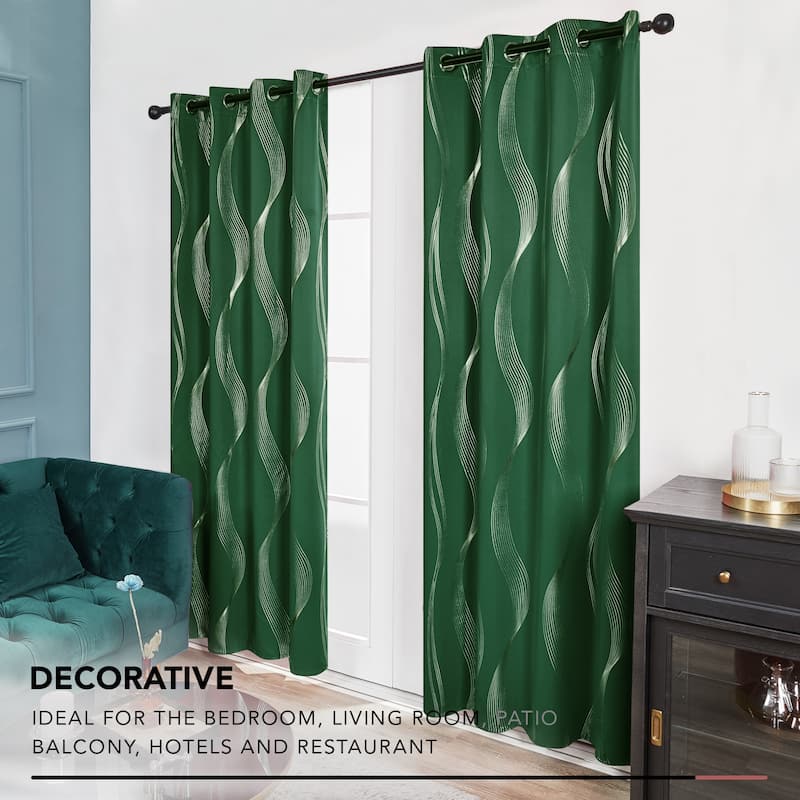 Deconovo Silver Wave 52 Width Curtain Panel Pair (2 Panel)