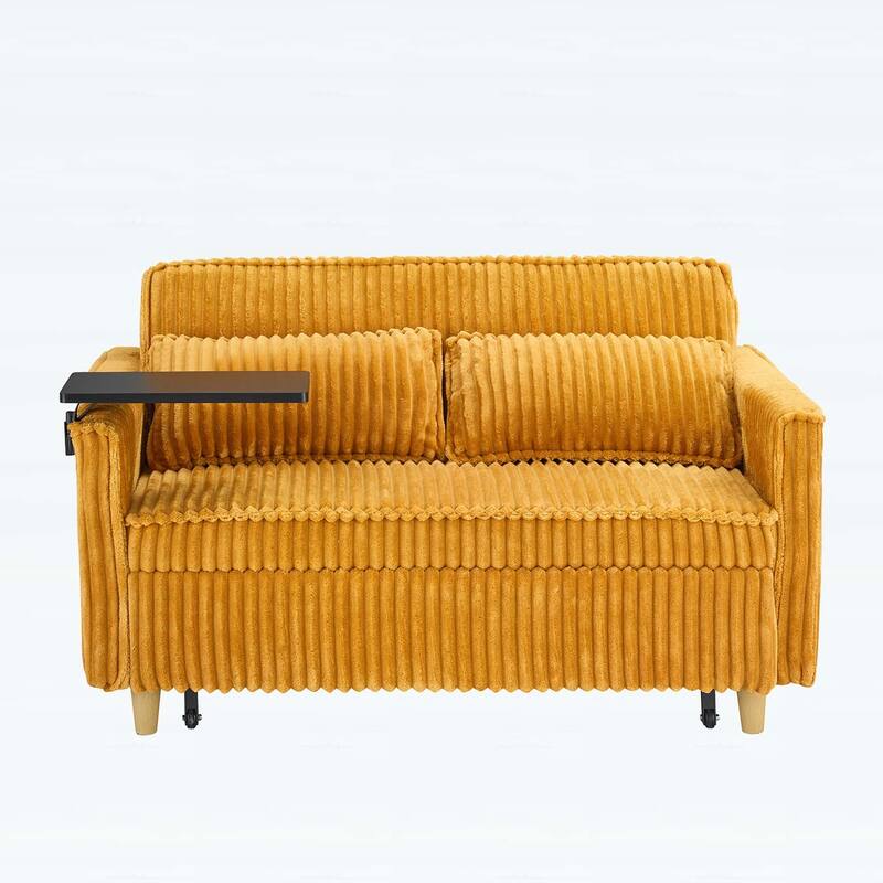 Pull-Out and Push-In Sofa with Movable Tabletop and USB Ports, Ideal for Living Rooms and Bedrooms