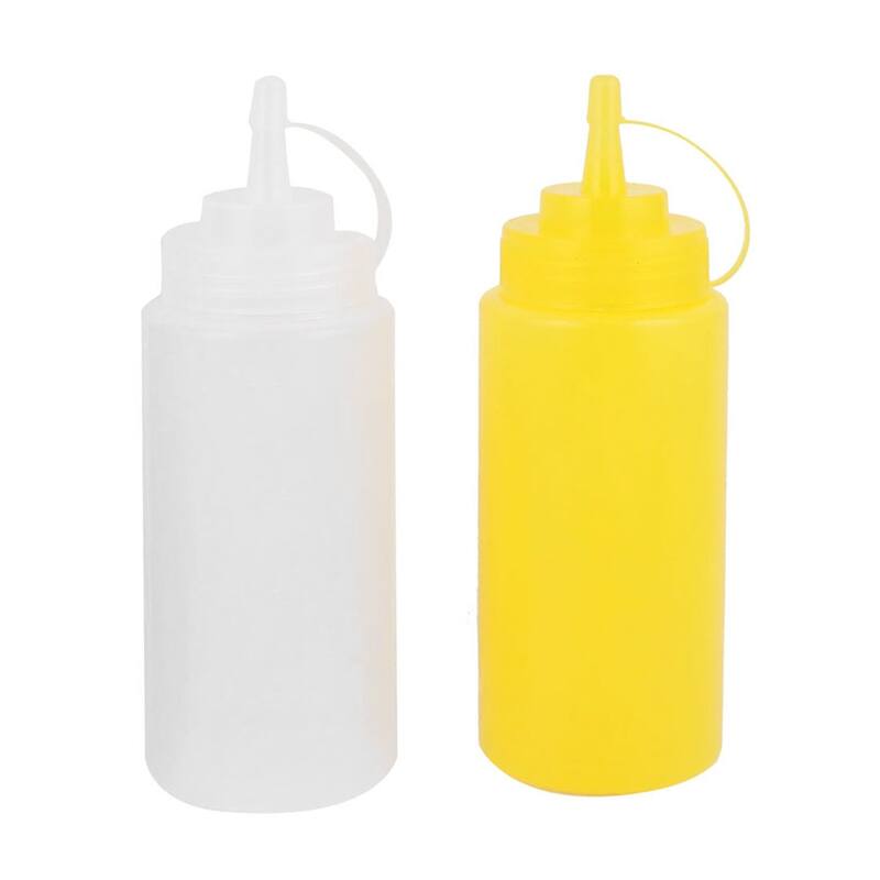 3Pcs 400mL Kitchen Sauce Vinegar Jam Ketchup Squeeze Plastic Bottle - White,Red,Yellow