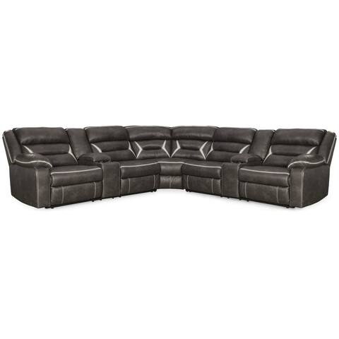 Signature Design by Ashley Kincord Black 3-Piece Power Reclining Sectional - 120" W x 120" D x 41" H