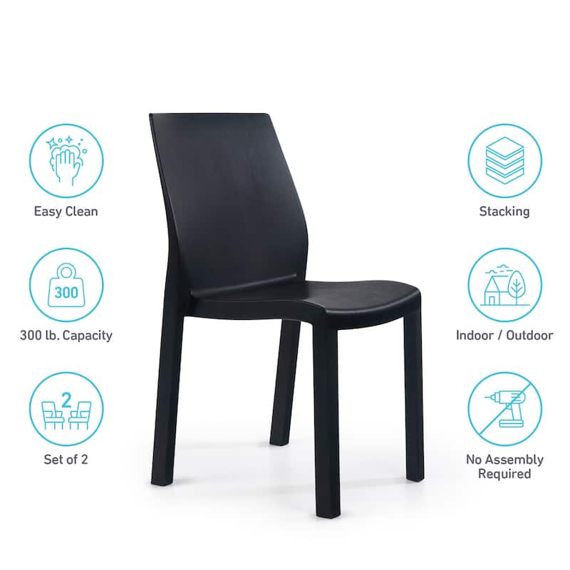 WRGHOME Modern Stacking Patio Dining Side Chair Indoor/Outdoor (Set of 2) - 33.27'' H X 18.50'' W X 21.06'' D