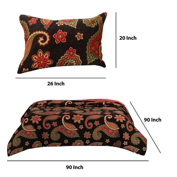 Shop Paisley Pattern Print Queen Quilt Set With Fabric Bound Edges Multicolor Overstock 31763147