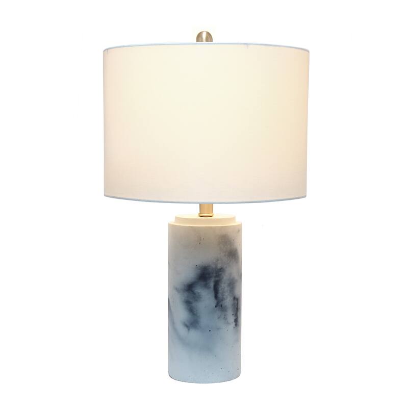 Marble Table Lamp with Fabric Shade - Modern Lamp for Living Room, Bedroom - 5ft Cord Included