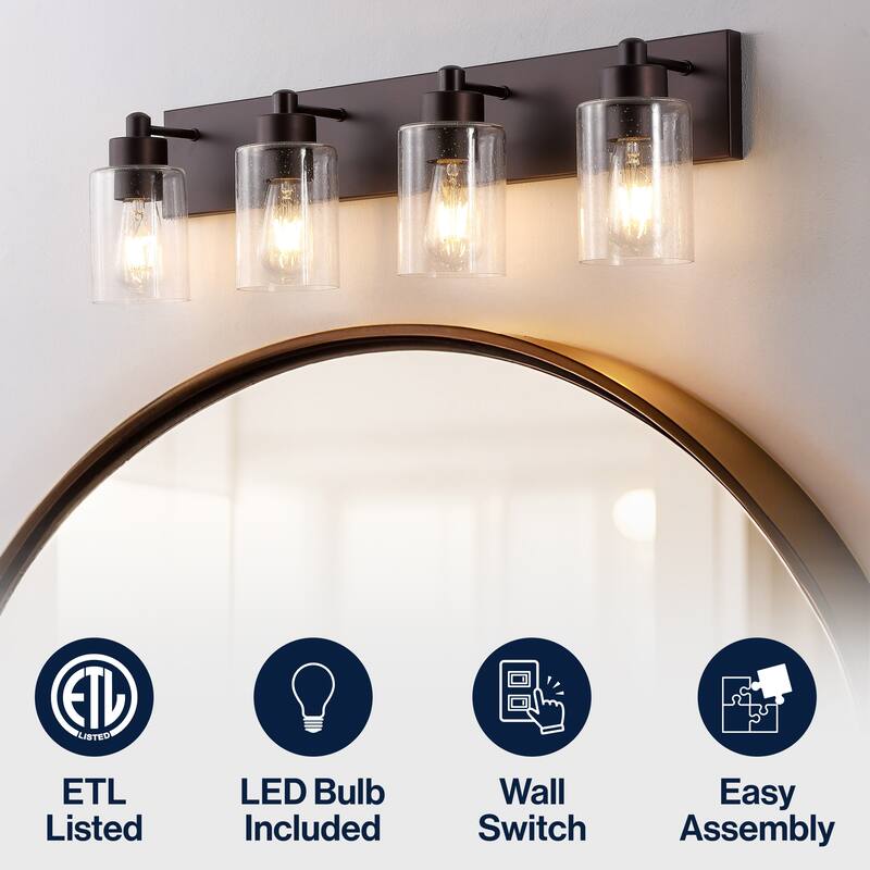 Lydia Seeded Glass/Iron LED Vanity Light, by JONATHAN Y