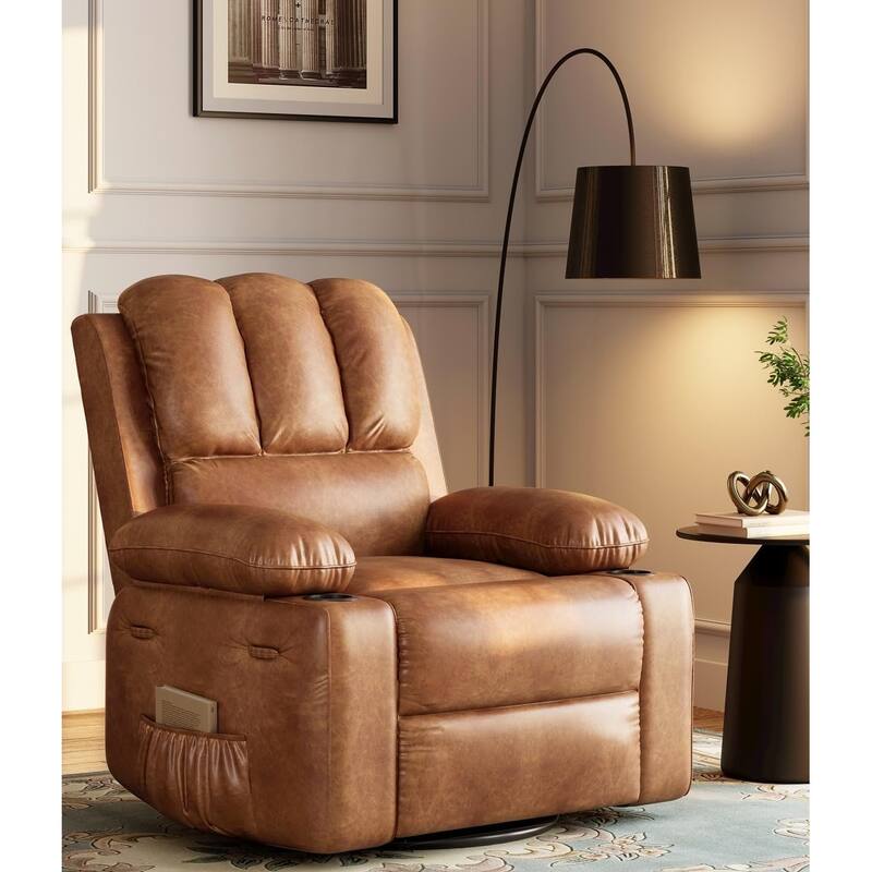 360° Swivel Oversized Recliner Chairs with Heat and Massage