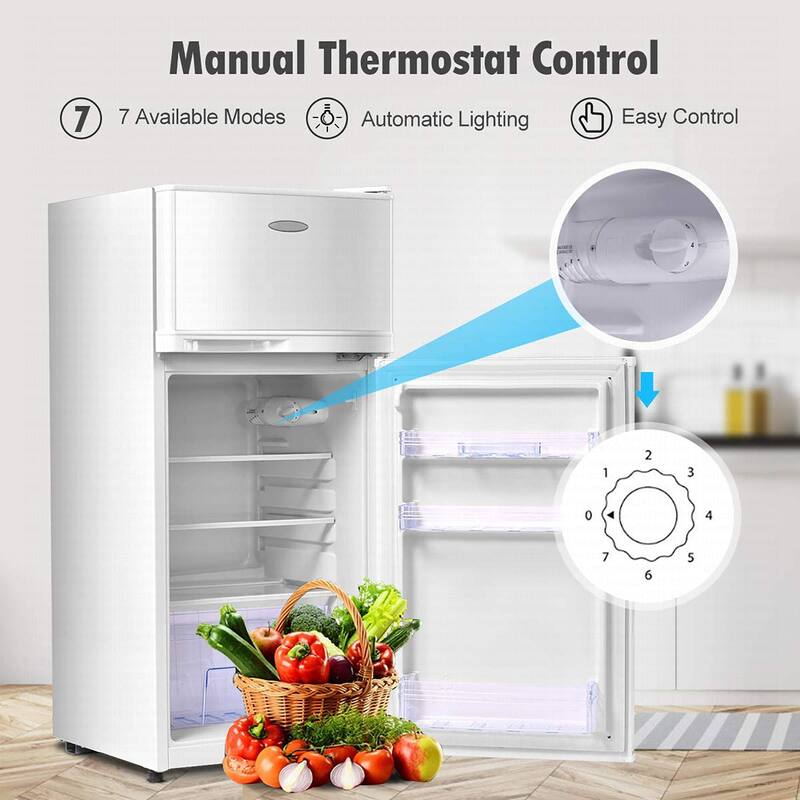 Costway 2 Doors 3.4 cu ft. Unit Compact Mini Refrigerator Freezer