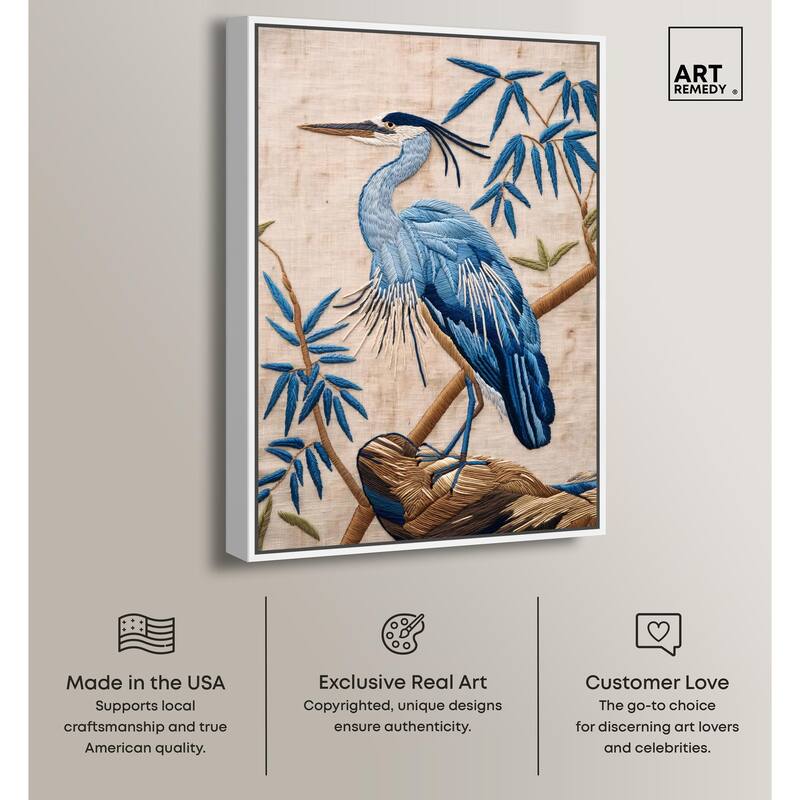 Needlework Heron Canvas by Art Remedy
