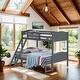 preview thumbnail 21 of 25, Elegant Twin over Full Bunk Bed with Camelback Headboard, Angled Ladder, Guardrails & Mission-Style Design Grey