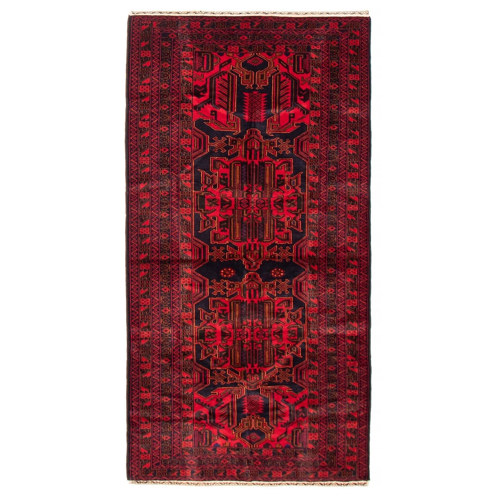 Teimani Red Rug 3'9" x 7'7" - 3'9 x 7'7