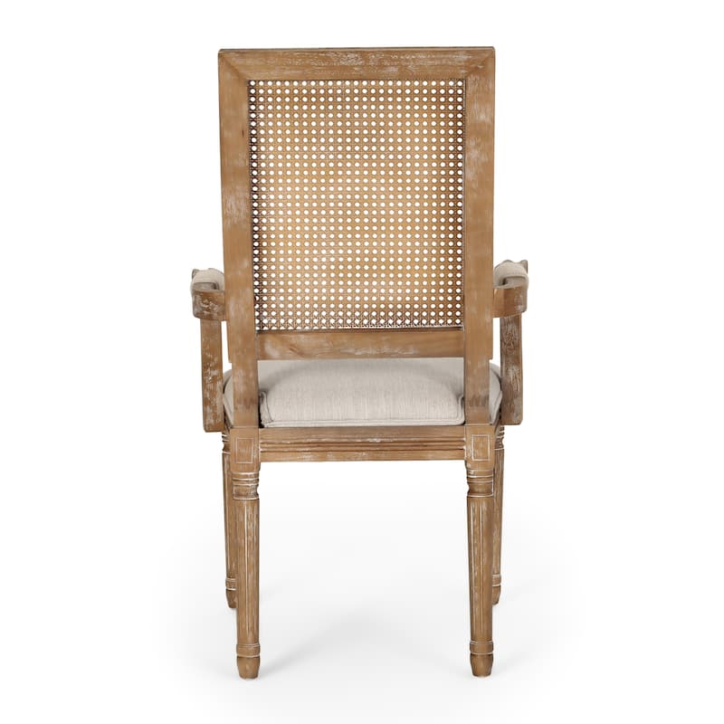 Maria Wood and Cane Upholstered Dining Chair by Christopher Knight Home - 23.75" L x 23.75" W x 39.75" H