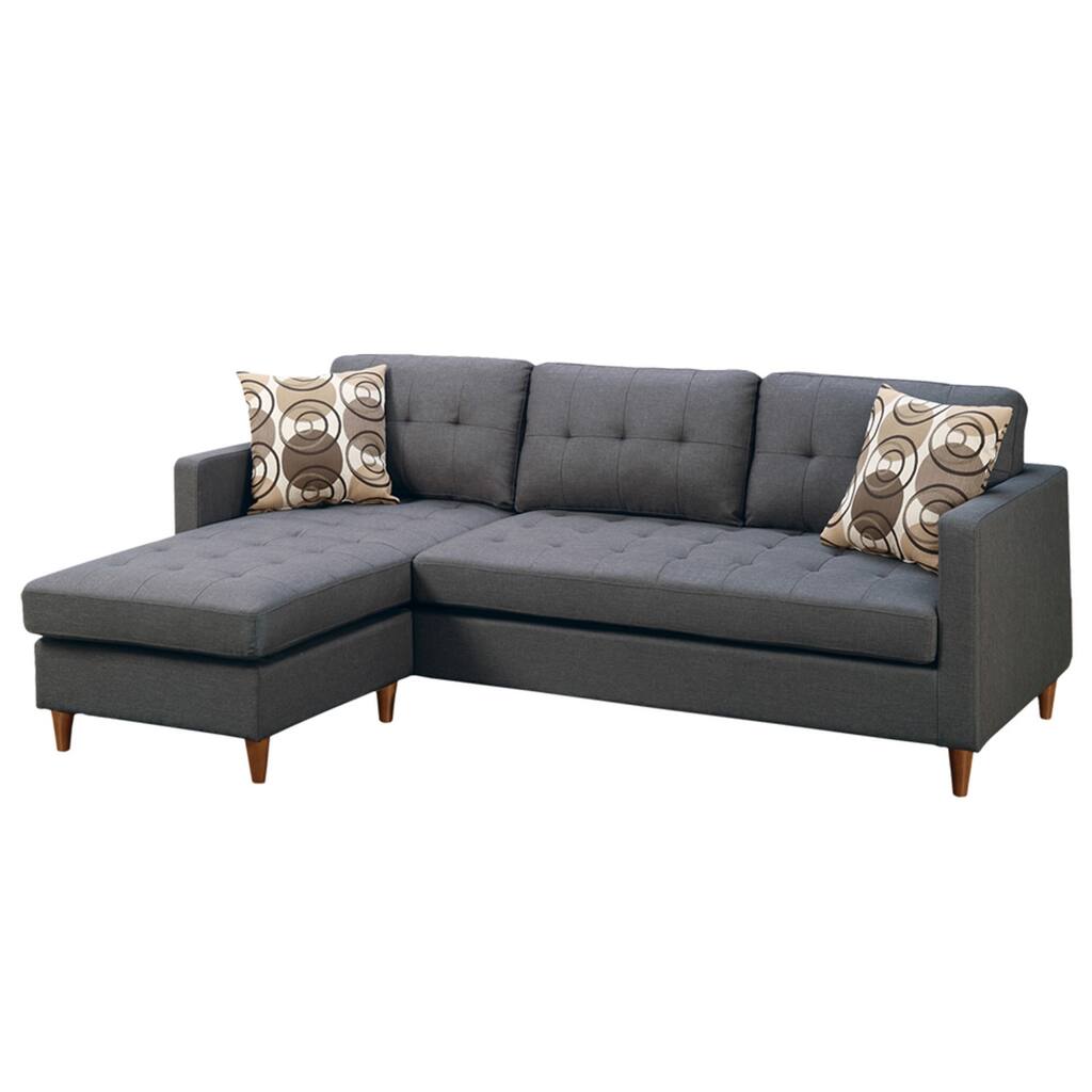 2 Piece Sectional Sofa with Accent Pillows in Blue Grey