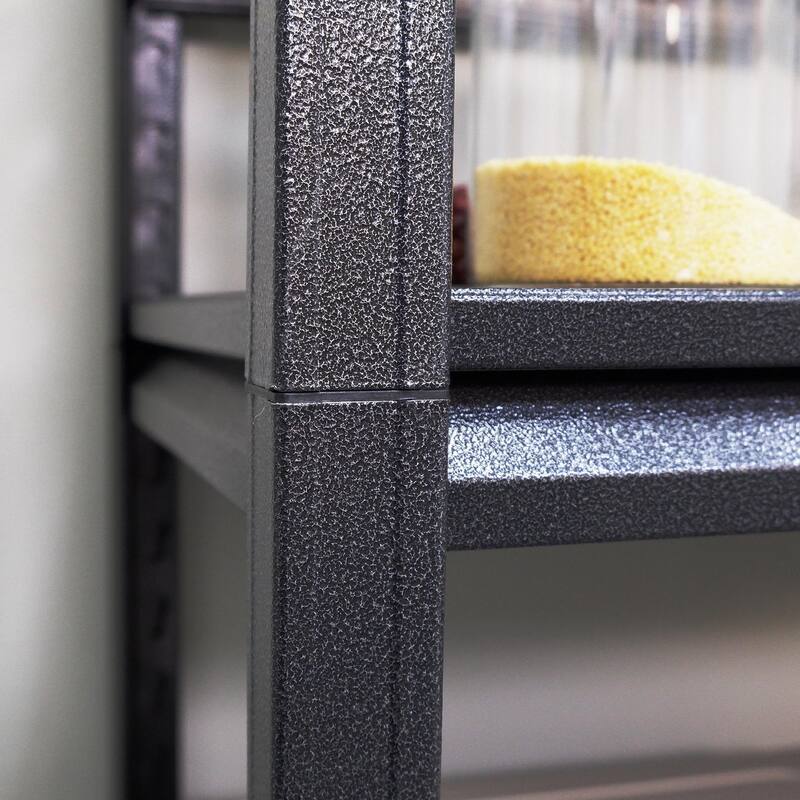 5 Tier Storage Shelves, 2200LBS Adjustable Metal Shelving Unit, Black, Needs Assembly