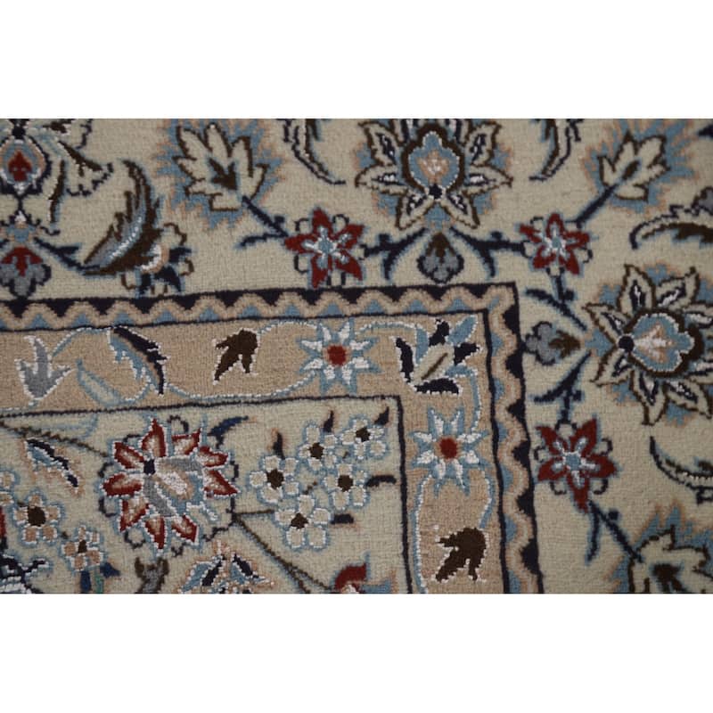 Handmade Wool & Silk Nain Persian Area Rug Oriental Carpet - 6'7"x 9'7"