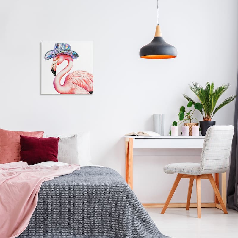 Stupell Disco Hat on Flamingo Canvas Wall Art Design By Amanda Greenwood