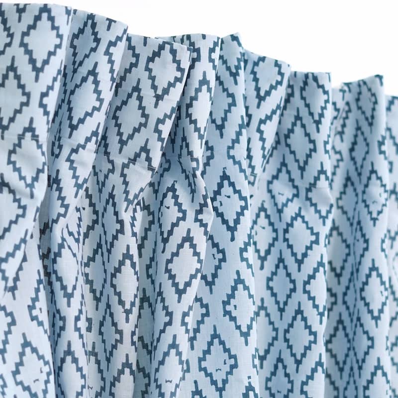 Fabdivine Handmade Block Print Floral Curtain Perfect for Room or Window Décor - 54" X 45" - Drishtikon- Blue