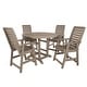 preview thumbnail 27 of 49, Weatherly 5-piece Outdoor Dining Set - 48" Round Table, Counter-height Woodland Brown