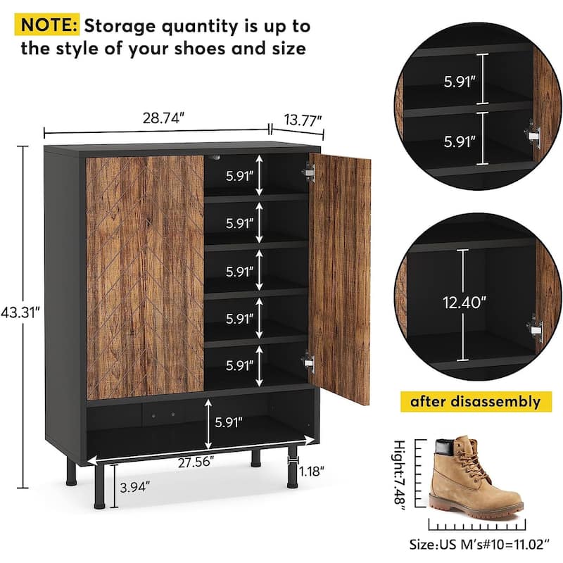 Modern Shoe Cabinet 18 Pair Shoe Rack Organizer Cabinet with Door