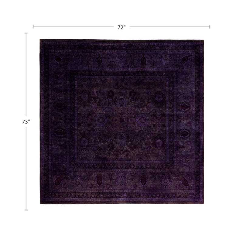 Overdyed One-of-a-Kind Hand-Knotted Square Area Rug - Purple - 6' 0" x 6' 1"