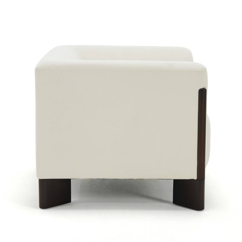 Velvet/ Chenille Nordic Wide Seat Tuxedo Arms Barrel Chair