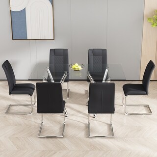 Modern Dining Chairs with Faux Leather Padded Seat Dining Living Room ...