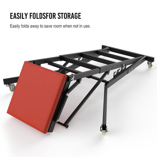 Foldable Topside Engine Creeper – 400LB Capacity, 49-68” Width, 6 Casters – Green