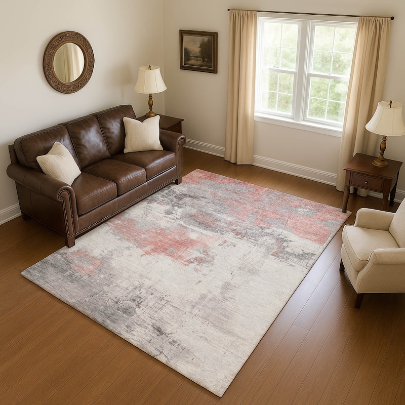 Premium Washable Super Soft Abstract Chic Mayfield Rug - Coral - 5' x 7'6"