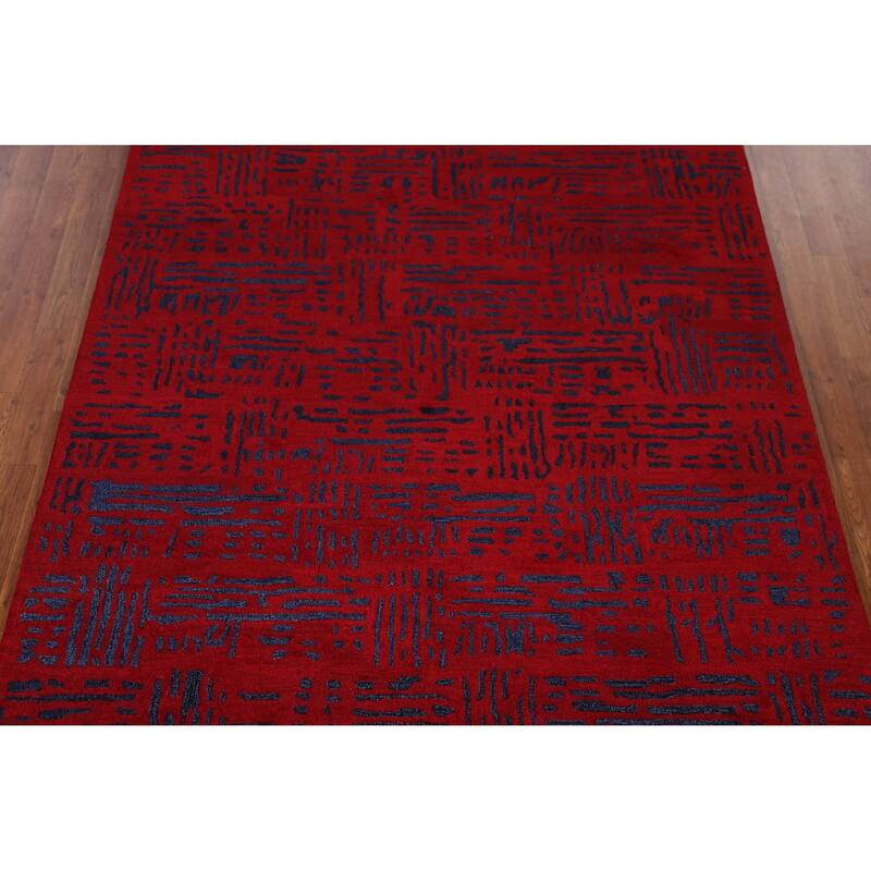 Contemporary Modern Indian Area Rug Handmade Wool Carpet - 5'3" x 7'7"