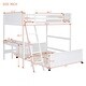 preview thumbnail 9 of 7, White Full-Full Bunk Beds Wood Platform Bed w/ Desk & Ladder Unisex