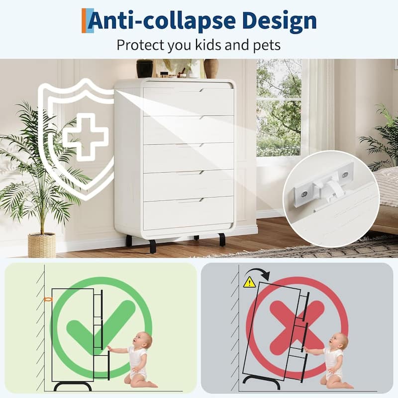 48" Tall Modern 5 Drawers Dresser for Bedroom, Living Room, Hallway